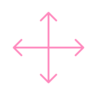 A pink arrow symbol points in four directions - up, down, left and right. 