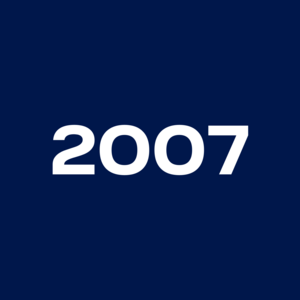 White, bold numbers show the year 2007 in the center of the picture, placed on a monochrome dark blue background.